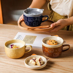 YWDL Cartoon Animal Ceramic Coffee Cup Kids Gift with Lid Mug Couple Coffee Cup Breakfast Milk Mug Porcelain Home Kitchenware - PetPals Store