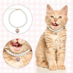 Pet Pearl Collar Dog Princess Necklace Cat Jewelry Cute Collar Puppy Accessories Dog Kitten Chain Chihuahua Wedding Jewelry Gift - PetPals Store