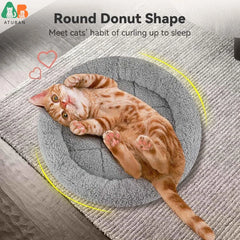 ATUBAN Cat Bed for Indoor Cats, Round Cat Bed for Curl Sleep Basic Pet Mat Wahable Bed for Small Puppy Cats Rabbit, Medium - PetPals Store