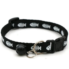 Leisure Adjustable Cartoon Pet Fish Bone Collar Cat Dog Sticker Printed Collar with Bell Pet Neck Decoration Accessories - PetPals Store