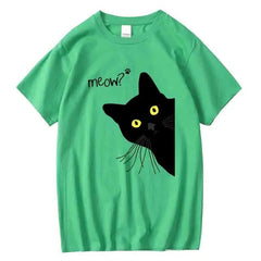 Men's T-shirt 100% Cotton Summer Meow Black Cat Print Men T Shirt Casual Loose o - neck Men Tshirt Short Sleeve t-shirt Male Tees - PetPals Store