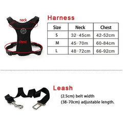 1pcs Breathable Mesh Dog Harness Leash With Adjustable Straps Pet Harness With Car Automotive Seat Safety Belt Dog Chest Straps - PetPals Store