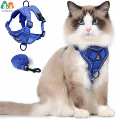 Cat Harness and Leash Set,Upgraded Escape Proof Adjustable Kitten Vest for Cat Outdoor Walking,Reflective Strips for Dark Night - PetPals Store