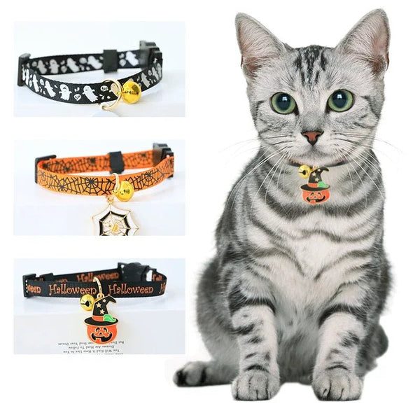 Halloween Cat Collars Adjustable Pet Collar Dog Necklace Kitten Puppy Pendant Pet Products Cat Accessories Halloween Decoration - PetPals Store