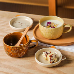 YWDL Cartoon Animal Ceramic Coffee Cup Kids Gift with Lid Mug Couple Coffee Cup Breakfast Milk Mug Porcelain Home Kitchenware - PetPals Store