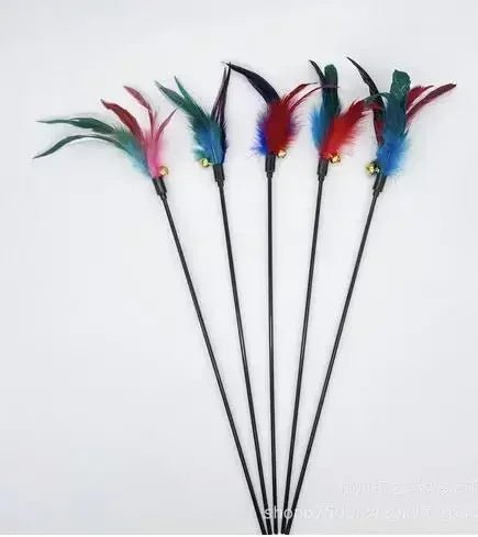 Funny Kitten Cat Teaser Interactive Toy Rod with Bell and Feather Toys for Cats Teaser Interactive Toy Rod Pet Cats Toys Stick - PetPals Store