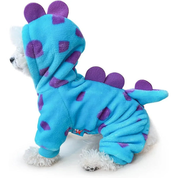 Halloween Dog Costume Dinosaur Clothes for Small DogsFleece Winter Puppy Hoodies with Leash Ring Pet Cold Weather Coat Funny Ou - PetPals Store