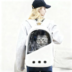 Pet Carrying Bag PU Breathable Transparent Comfortable Minimalist and Portable Cat Backpack With Ventilation Space on Both Sides - PetPals Store