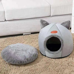 Pet bed with cat ears cat bed for small medium large cats Keep warm in winter Comfortable and soft Machine washable - PetPals Store