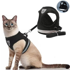 Adjustable Breathable Pet Dog Cat Harness and Leash Escape Proof Cat Vest Harness Puppy Dog Kitten Leads Reflective Cat Collar - PetPals Store