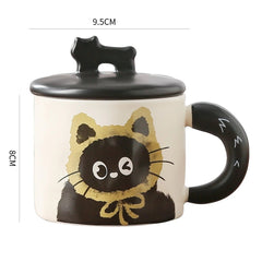 Couple Ceramic Water Cup Creative personality cat mug with lid cute ceramic coffee cup drinking water cup souvenir - PetPals Store