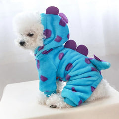 Halloween Dog Costume Dinosaur Clothes for Small DogsFleece Winter Puppy Hoodies with Leash Ring Pet Cold Weather Coat Funny Ou - PetPals Store