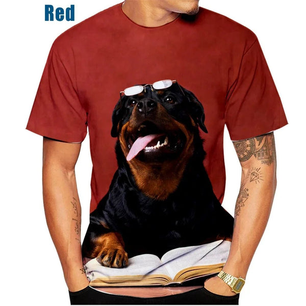 New Men's Casual T-shirt Pet Dog Short Sleeves Shirt Cute Fashion Rottweiler 3D Printing Tops XS~5XL - PetPals Store