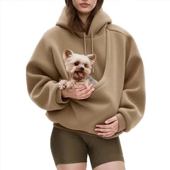 Solid color Men's Kangaroo Hoodie Blackley Sweatshirt with Pet Pocket Cat Carrier Comfortable Unisex Hooded Sweatshirt - PetPals Store