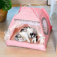 Cat Broken Flower Tent Semi Enclosed Internet Celebrity Tent Nest Universal For All Seasons Pet Supplies Summer Dog And Cat Nest - PetPals Store
