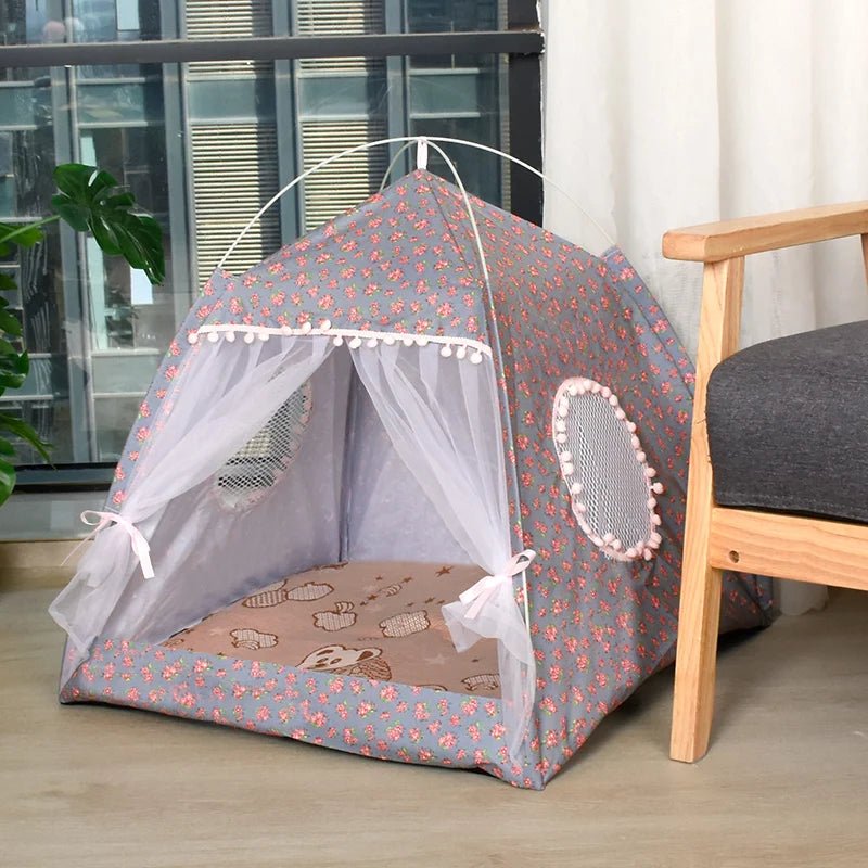 Cat Broken Flower Tent Semi Enclosed Internet Celebrity Tent Nest Universal For All Seasons Pet Supplies Summer Dog And Cat Nest - PetPals Store