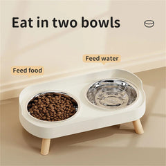Cat Bowl Anti - knock Stainless Steel Double Bowl Dog Bowl Cat Bowl Food Bowl Anti - splash Food Bowl Cat Water Bowl - PetPals Store