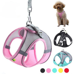 Puppy Harness Set Dog Accessories Adjustable Puppy and Cat Harness Vest French Bulldog Chihuahua Small Dog Collar Pet Leash Dogs - PetPals Store