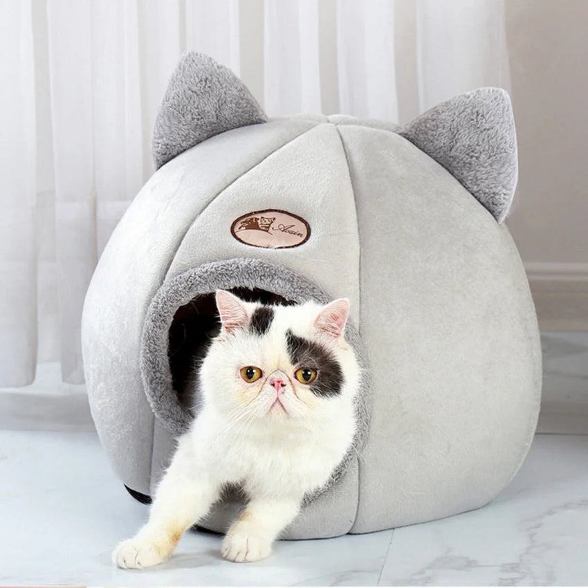 Pet bed with cat ears cat bed for small medium large cats Keep warm in winter Comfortable and soft Machine washable - PetPals Store
