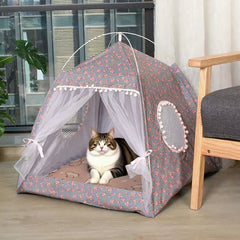Cat Broken Flower Tent Semi Enclosed Internet Celebrity Tent Nest Universal For All Seasons Pet Supplies Summer Dog And Cat Nest - PetPals Store