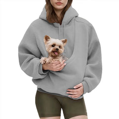 Solid color Men's Kangaroo Hoodie Blackley Sweatshirt with Pet Pocket Cat Carrier Comfortable Unisex Hooded Sweatshirt - PetPals Store