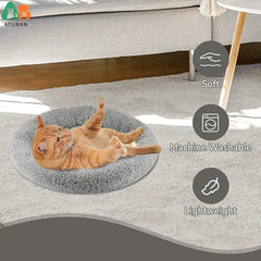 ATUBAN Cat Bed for Indoor Cats, Round Cat Bed for Curl Sleep Basic Pet Mat Wahable Bed for Small Puppy Cats Rabbit, Medium - PetPals Store