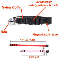 Nylon Cat Collar Personalized Adjustable Breakaway Soft Tag Pet Products Bell Small Dog Kitten Safety Accessories Necklace - PetPals Store