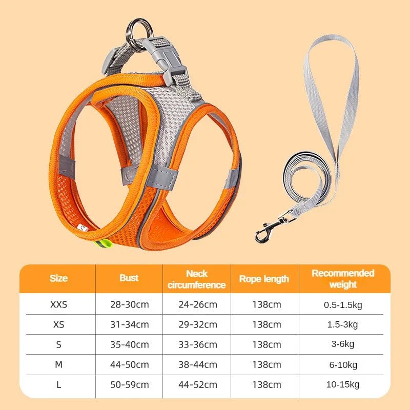 Puppy Harness Set Dog Accessories Adjustable Puppy and Cat Harness Vest French Bulldog Chihuahua Small Dog Collar Pet Leash Dogs - PetPals Store