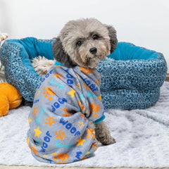 Dog Pajamas for Small Dogs Winter Warm Dog Pjs Clothes Puppy Apparel for Cold Weather Fleece Cute Paw Pattern Pet Onesies Jumps - PetPals Store