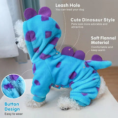 Halloween Dog Costume Dinosaur Clothes for Small DogsFleece Winter Puppy Hoodies with Leash Ring Pet Cold Weather Coat Funny Ou - PetPals Store