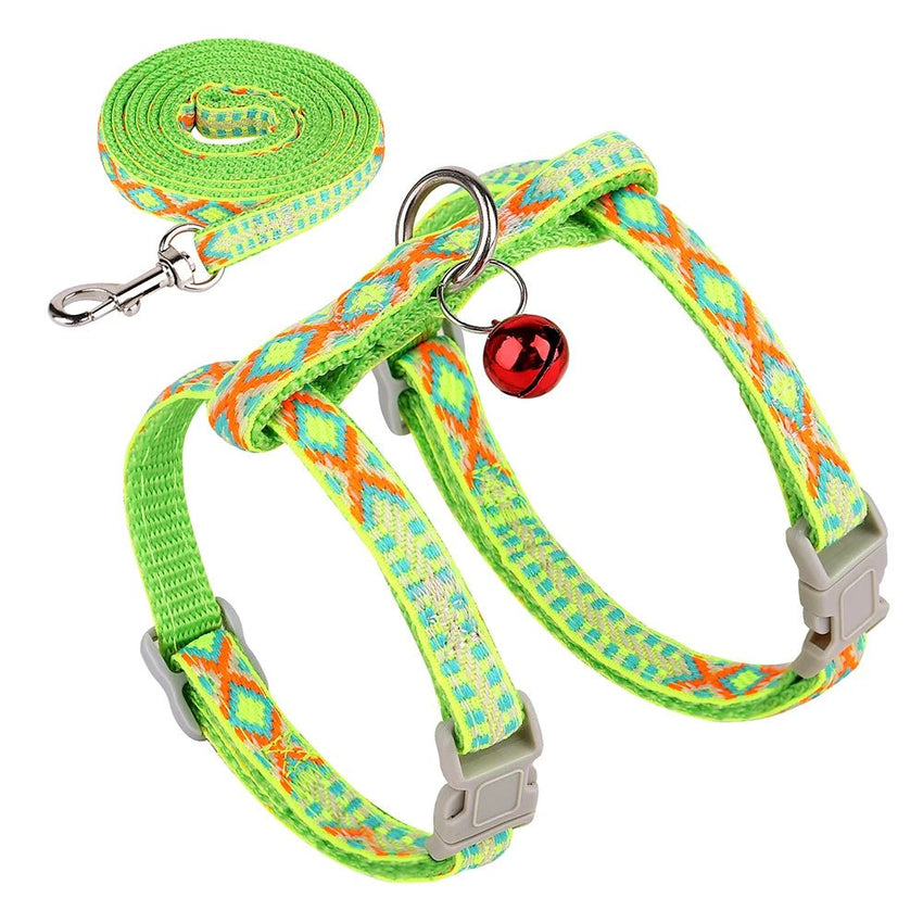Nylon Cat Harness Vest Leash Lead For Kitten Puppy Adjustable Small Medium Cats Dog Harness With Bell Accessories Leash Set - PetPals Store