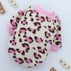 Lovely Leopard Pet Dog Clothes Soft Flannel Winter Puppy Overalls York Dog Cartoon Printing Sphinx Cat Sweatshirt Drop Shipping - PetPals Store