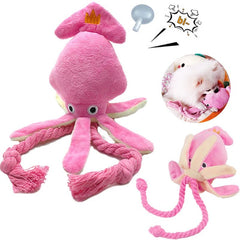 Octopus Shaped Pet Dog Plush Toys for Small Large Dogs Cats Squeaky Toy with Rope Interactive Plaything Puppy Training Chew Toys - PetPals Store