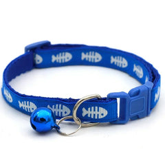 Leisure Adjustable Cartoon Pet Fish Bone Collar Cat Dog Sticker Printed Collar with Bell Pet Neck Decoration Accessories - PetPals Store