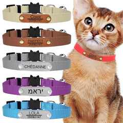 Nylon Cat Collar Personalized Adjustable Breakaway Soft Tag Pet Products Bell Small Dog Kitten Safety Accessories Necklace - PetPals Store