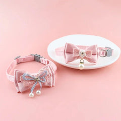 Pet Collar Pink Lace Bow Hanging Bead Cat Choker Bell Dog Cat Supplies Pet Accessories Dog Accessories Dog Cat Products - PetPals Store