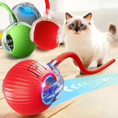 1Pcs Cat Interactive Ball Toys Automatic Rolling Ball Faux Tail Rechargeable Smart Pet Electric Toy Cat Training Imitate Mouse - PetPals Store