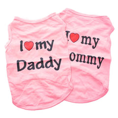 Lovely I Love My Daddy Mommy Small Dog Puppy Pet Cotton Clothes Sleeveless Vest - PetPals Store