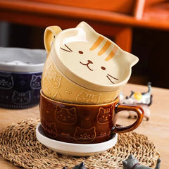 YWDL Cartoon Animal Ceramic Coffee Cup Kids Gift with Lid Mug Couple Coffee Cup Breakfast Milk Mug Porcelain Home Kitchenware - PetPals Store