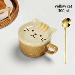 YWDL Cartoon Animal Ceramic Coffee Cup Kids Gift with Lid Mug Couple Coffee Cup Breakfast Milk Mug Porcelain Home Kitchenware - PetPals Store