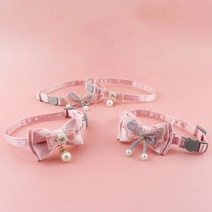 Pet Collar Pink Lace Bow Hanging Bead Cat Choker Bell Dog Cat Supplies Pet Accessories Dog Accessories Dog Cat Products - PetPals Store