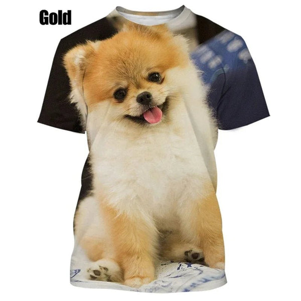 New Summer Hot Sale Funny Dog Pomeranian 3D Printing High Quality Men's And Women's T-shirt Tops Cute Tee Clothing Y2k Clothes - PetPals Store