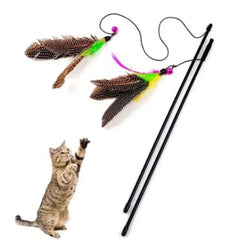 Funny Kitten Cat Teaser Interactive Toy Rod with Bell and Feather Toys for Cats Teaser Interactive Toy Rod Pet Cats Toys Stick - PetPals Store