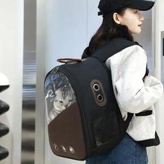 Pet Carrying Bag PU Breathable Transparent Comfortable Minimalist and Portable Cat Backpack With Ventilation Space on Both Sides - PetPals Store