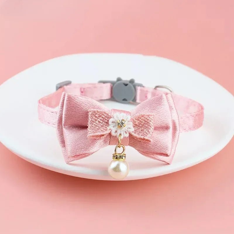 Pet Collar Pink Lace Bow Hanging Bead Cat Choker Bell Dog Cat Supplies Pet Accessories Dog Accessories Dog Cat Products - PetPals Store