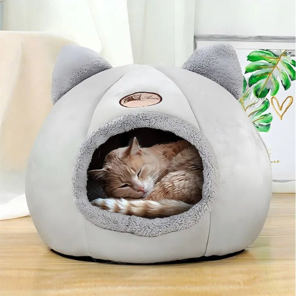 Pet bed with cat ears cat bed for small medium large cats Keep warm in winter Comfortable and soft Machine washable - PetPals Store