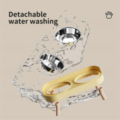 Cat Bowl Anti - knock Stainless Steel Double Bowl Dog Bowl Cat Bowl Food Bowl Anti - splash Food Bowl Cat Water Bowl - PetPals Store