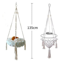 New Pet Hammock Cat Swing Hand Woven Cotton Rope Cats Hanging Basket Kitten Hanging String Den Indoor Pend Nest Pets Supplies - PetPals Store