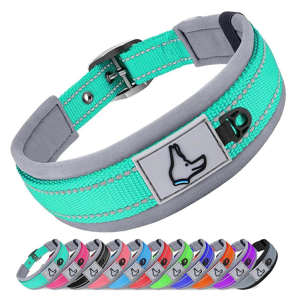 Padded Dog Collars for small Medium large Dogs Reflective Wide Pet Collars Adjustable Heavy Duty Nylon Neoprene Dog Collar - PetPals Store