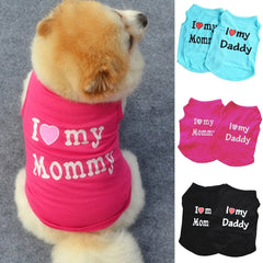 Lovely I Love My Daddy Mommy Small Dog Puppy Pet Cotton Clothes Sleeveless Vest - PetPals Store